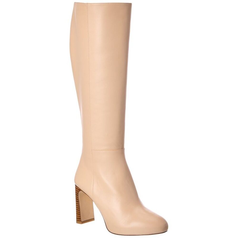 Stuart Weitzman Babette Platform Zip Leather Boot, Beige